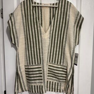 Rip Curl Green and Cream Striped Swim Coverup